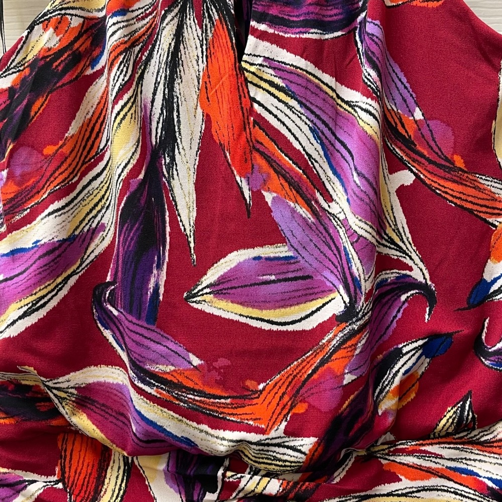 Valerie Bertinelli Size‎ 6 Floral Multicolor Ruched Waist Mini Jersey Dress